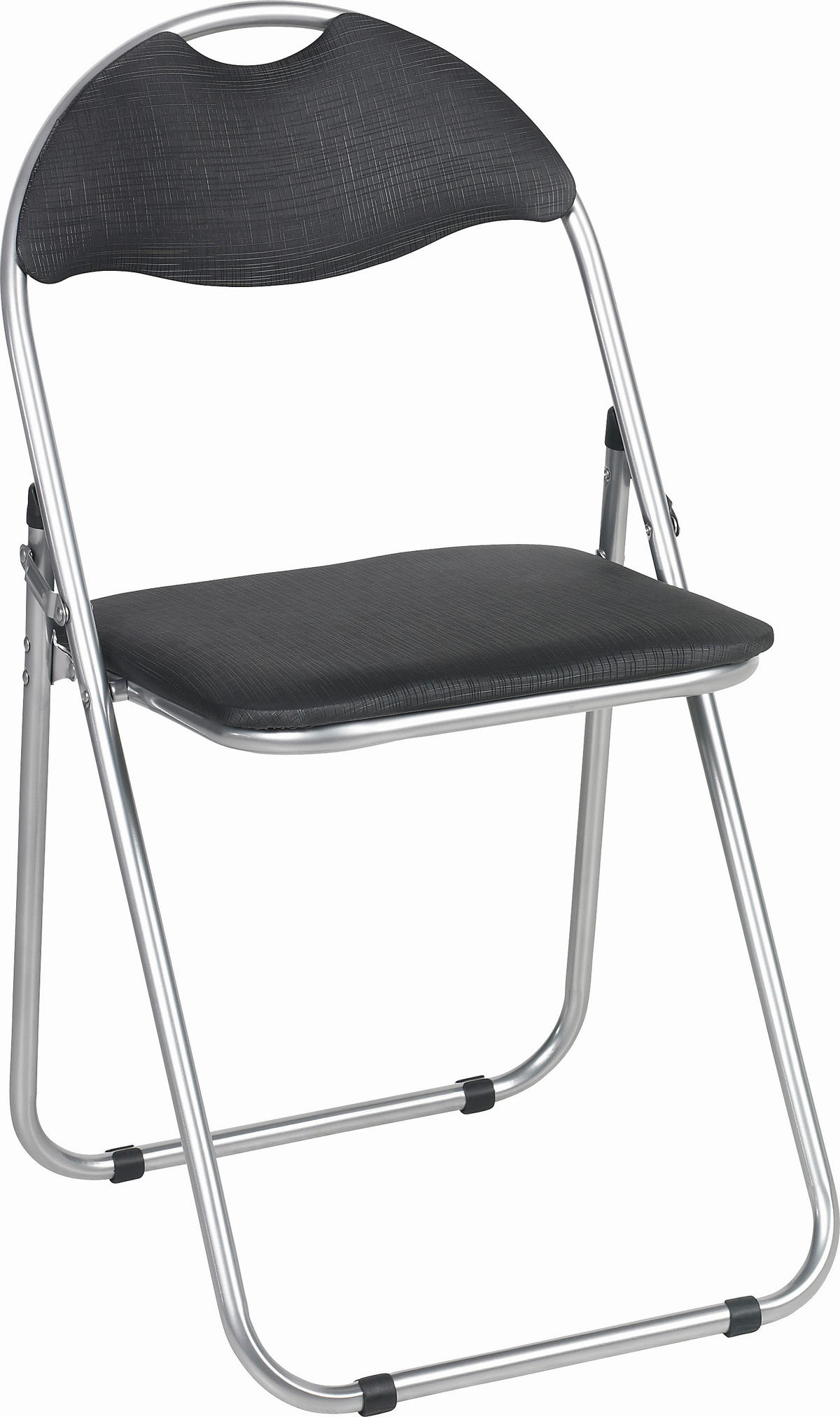 Scaun Pliabil din metal, textil, negru, culoare aluminiu - culoare aluminiu/negru, Design, metal/textil (44/80/47cm) - Boxxx