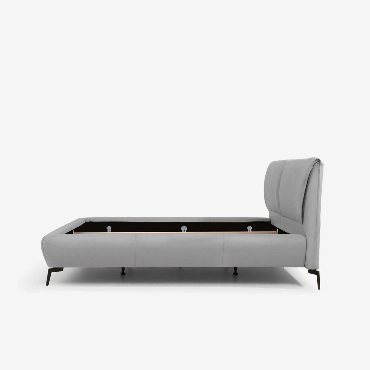 Pat, 160/200 cm, platinat - platinat/culoare crom, Basics, metal/piele (160/200cm) - Esposa