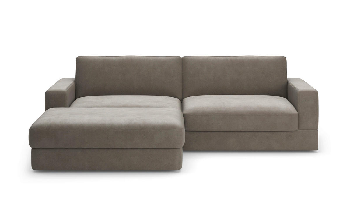 ECKSOFA FABIO E Schlammfarben Flachgewebe  - Schlammfarben/Schwarz, MODERN, Kunststoff/Textil (196/264cm) - Sit & More