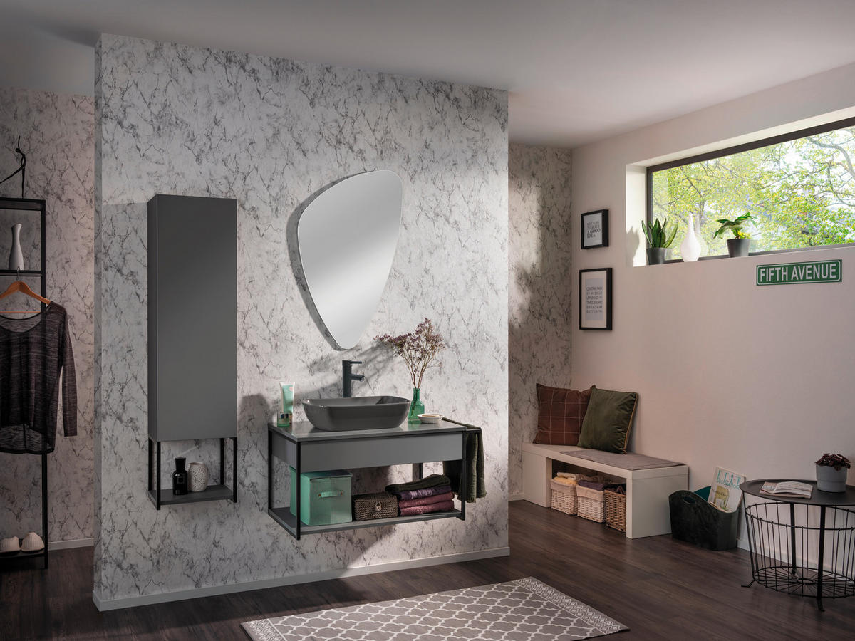 WASCHTISCHUNTERSCHRANK  - Schwarz/Grau, MODERN, Holzwerkstoff/Metall (87,5/43,5/47,5cm) - MID.YOU