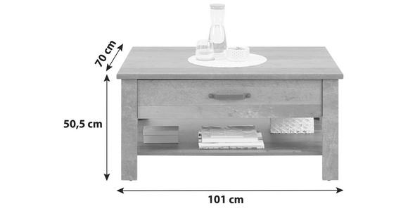 Couchtisch Ontario - Eichefarben/Dunkelgrau, Trend, Holzwerkstoff (101/50,5/70cm) - Ombra