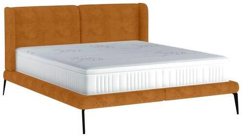 Polsterbett inkl. Matratze Matratze, gepolstertes Kopfteil, Topper 180/200 cm  in Currygelb  - Currygelb/Creme, MODERN, Textil/Metall (180/200cm) - Livetastic