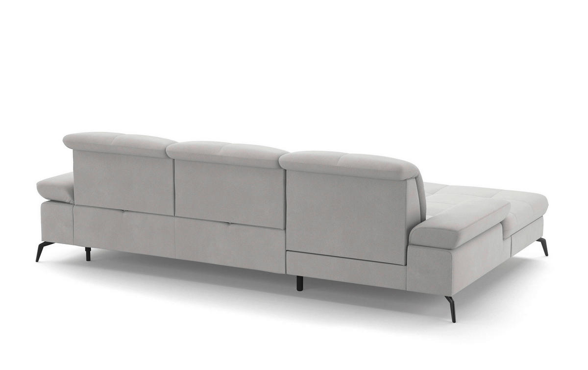 ECKSOFA Silberfarben Flachgewebe  - Silberfarben/Schwarz, KONVENTIONELL, Textil/Metall (185/279cm) - Sit & More