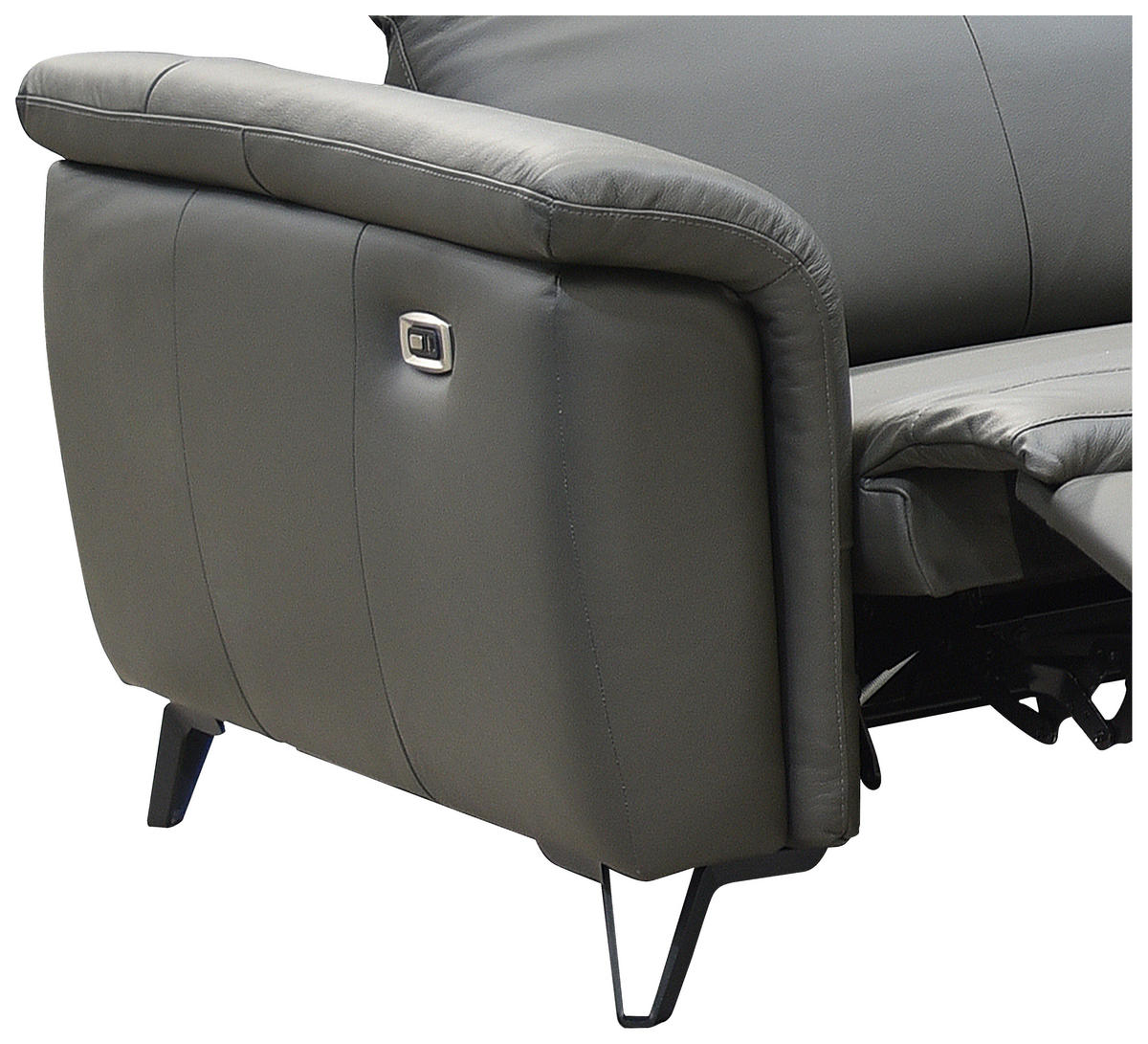 ECKSOFA Dunkelgrau Echtleder  - Dunkelgrau/Schwarz, MODERN, Leder/Holz (303/240cm) - Livetastic
