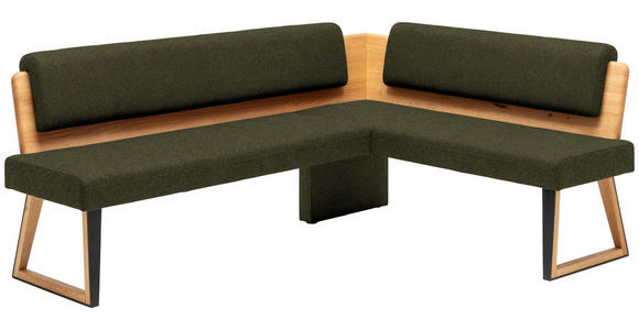 ECKBANK 215/165 cm  in Grün, Wildeiche  - Wildeiche/Schwarz, Design, Holz/Textil (215/165cm) - Venda