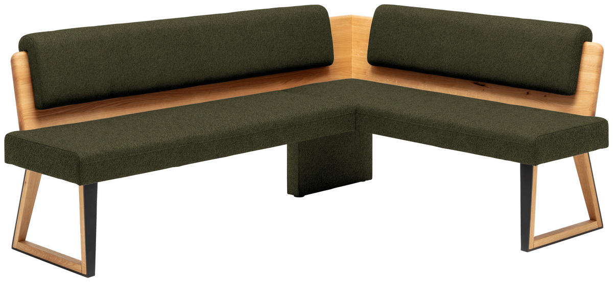 ECKBANK 235/165 cm  in Grün, Wildeiche  - Wildeiche/Schwarz, Design, Holz/Textil (235/165cm) - Venda