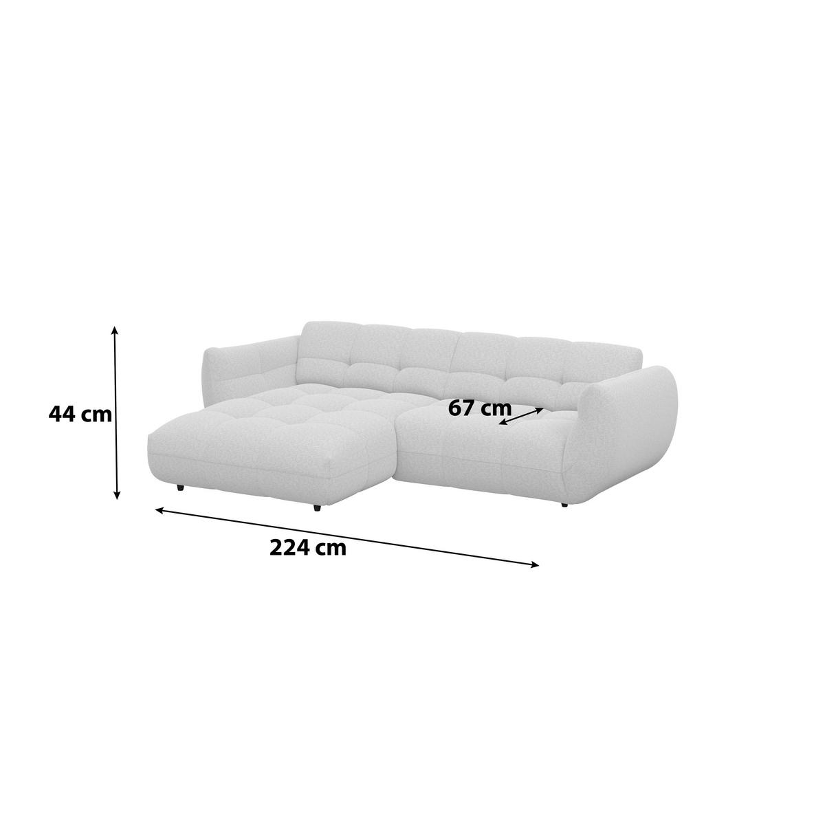 ECKSOFA Elfenbein Chenille  - Elfenbein/Dunkelgrün, Trend, Kunststoff/Textil (178/280cm) - MID.YOU