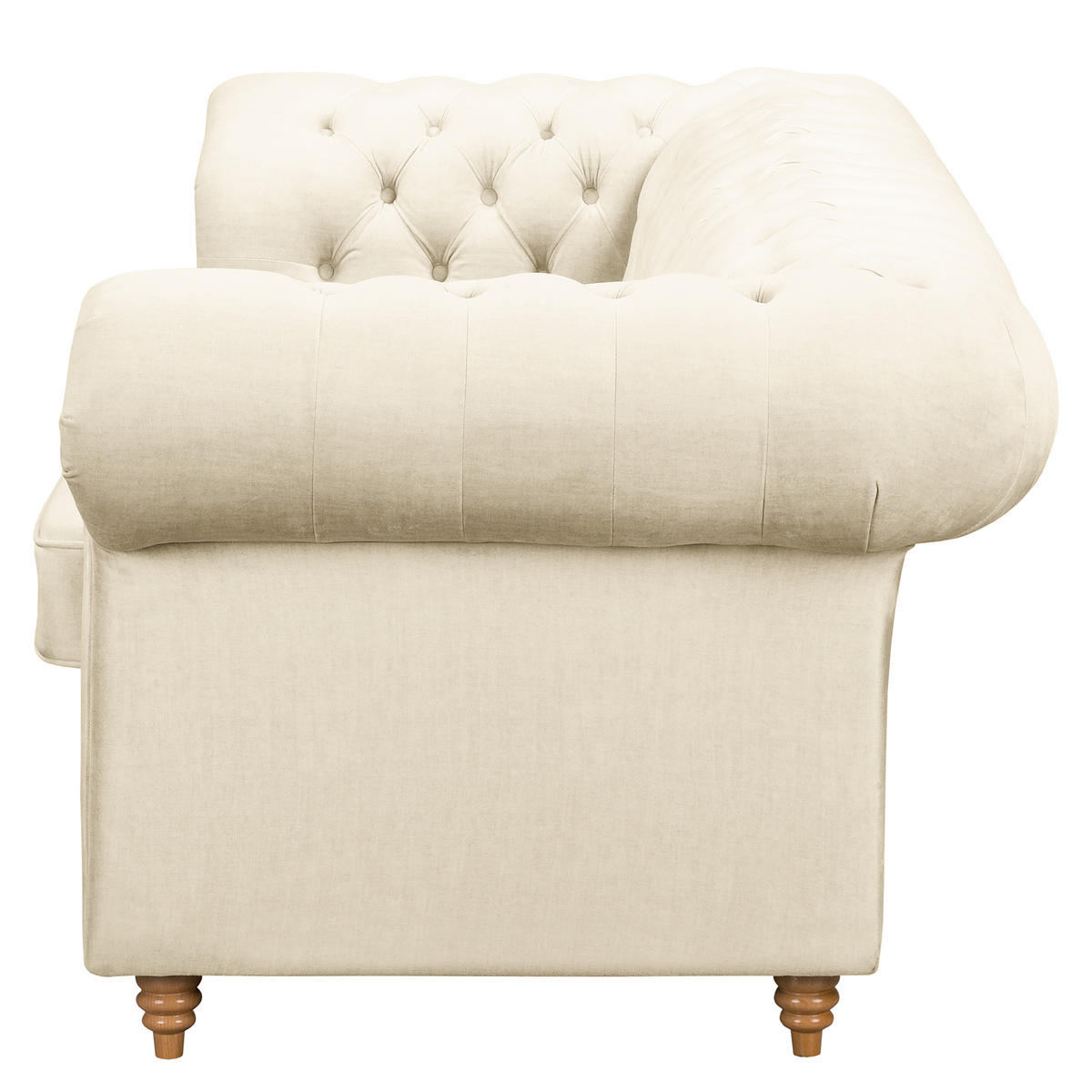 3-SITZER-SOFA Laura Mikrofaser Creme  - Creme/Braun, Design, Holz/Textil (218/75/91cm) - P & B