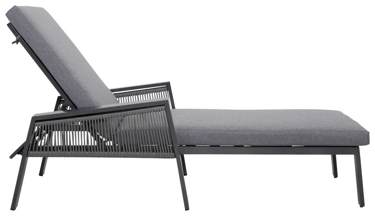 LEŽALNIK aluminij prašno lakirano svetlo siva  - svetlo siva, Design, kovina/tekstil (74/100/54/171/201cm) - Amatio