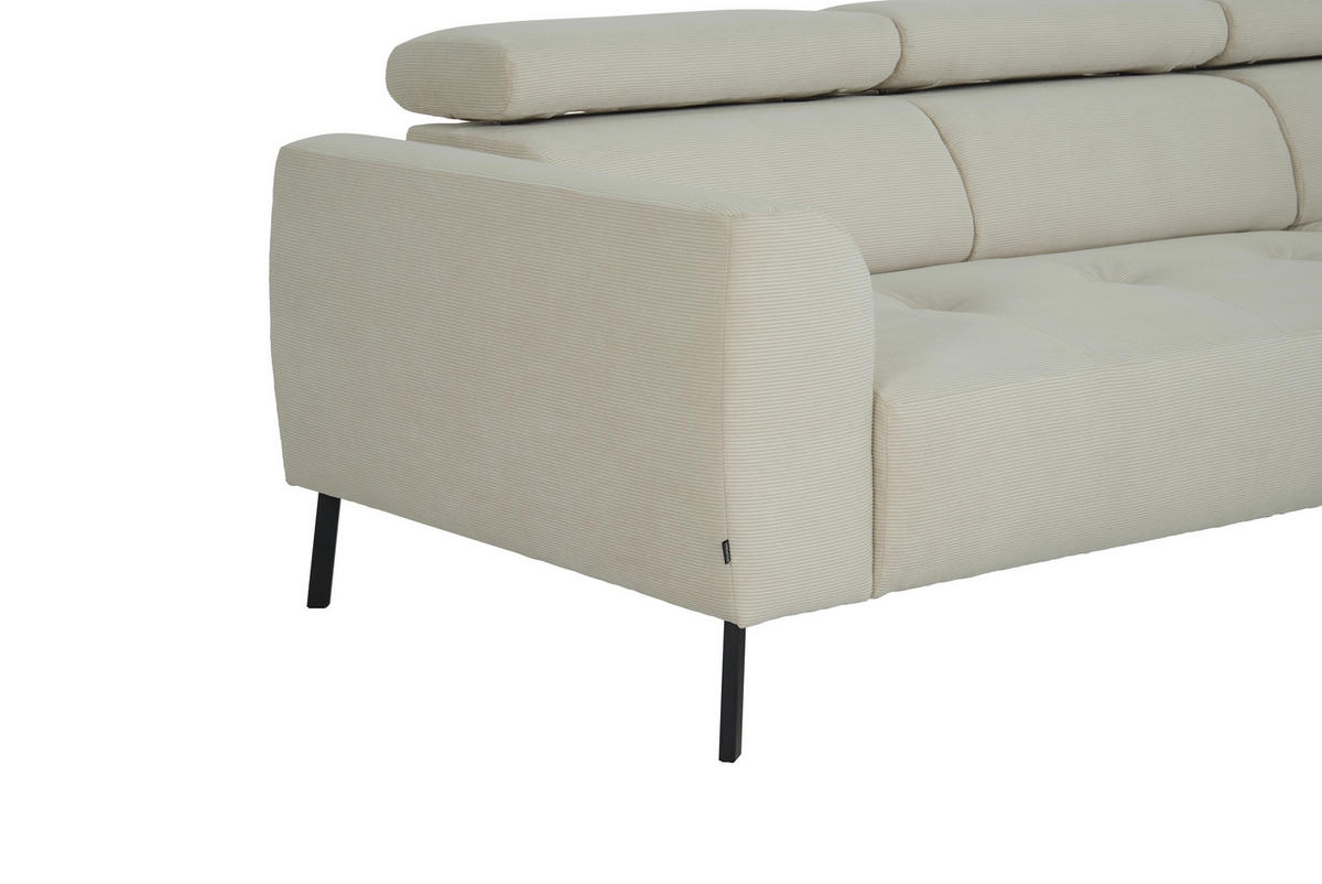 ECKSOFA in Feincord Beige  205/280 cm  - Beige/Schwarz, Design, Textil/Metall (205/280cm) - Xora