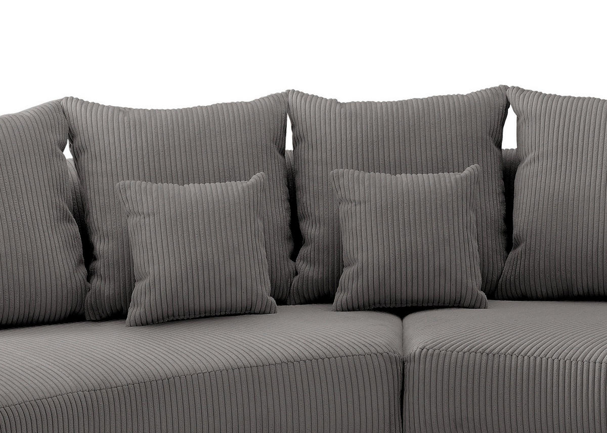 Wohnlandschaft inkl. Hocker Grau Cord  - Schwarz/Grau, Design, Kunststoff/Textil (160/300cm) - Livetastic