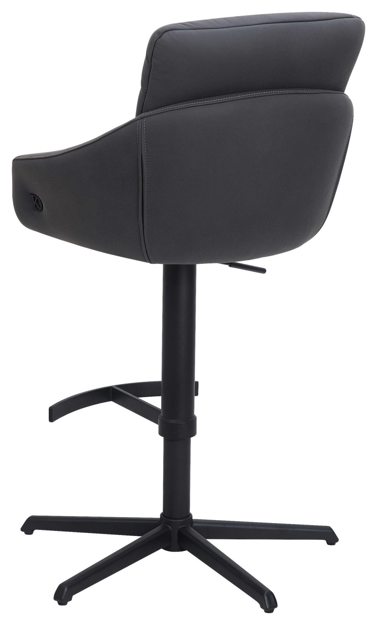 BARHOCKER Webstoff Echtleder Schwarz Stahl Sitzfläche 360° drehbar, inklusive Armlehnen, automatische Rückholfunktion  - Schwarz, Design, Leder/Textil (58/103/120/61cm) - Dieter Knoll