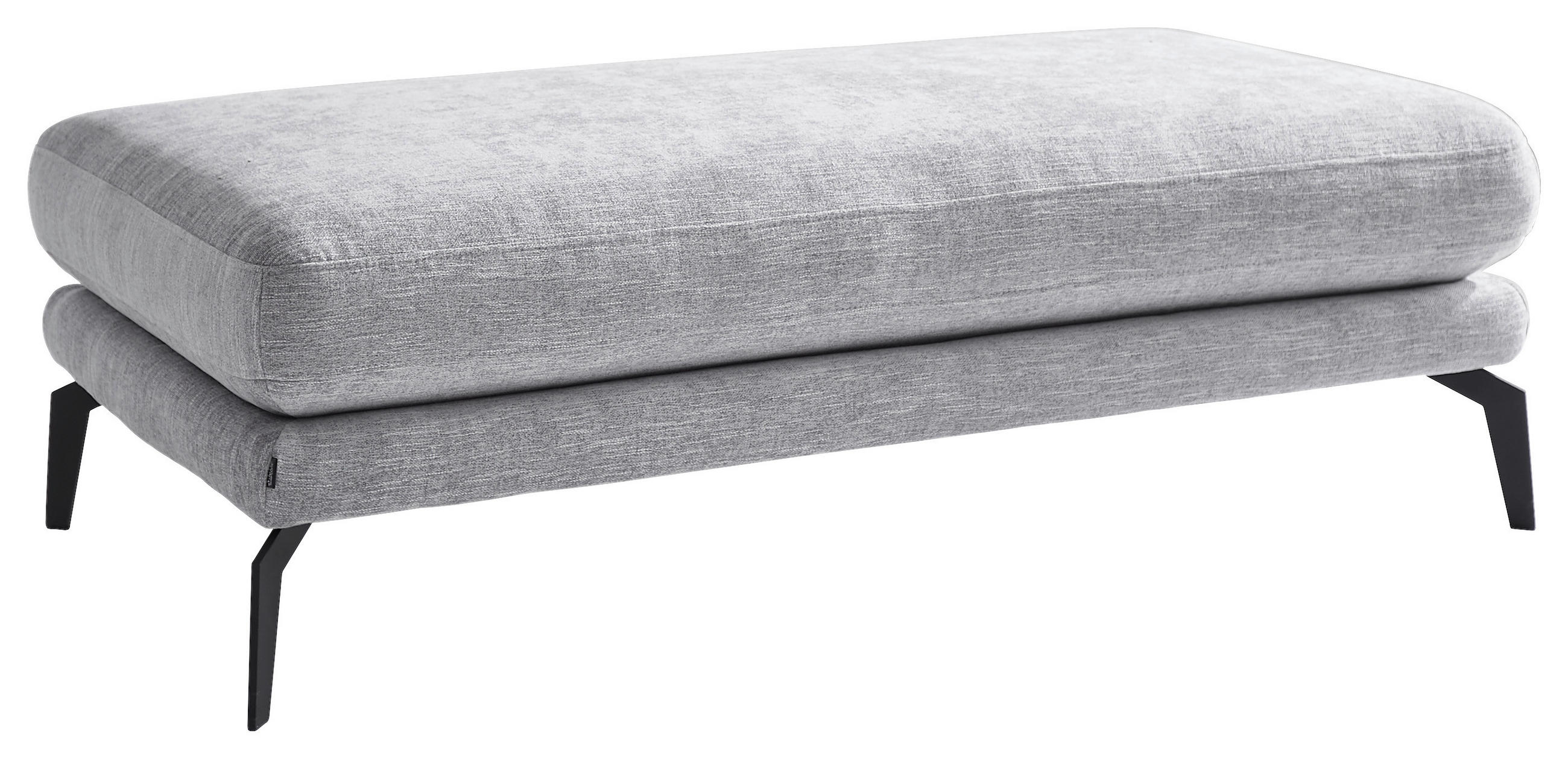 HOCKER Webstoff Hellgrau  - Hellgrau/Schwarz, Design, Textil/Metall (136/43/70cm) - Stylife