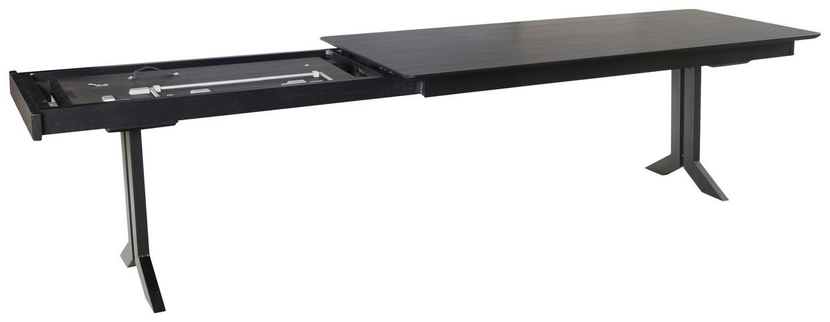 ESSTISCH in Metall, Kunststoff 200-300/100/76 cm  - Schwarz, Konventionell, Kunststoff/Metall (200-300/100/76cm) - Moderano