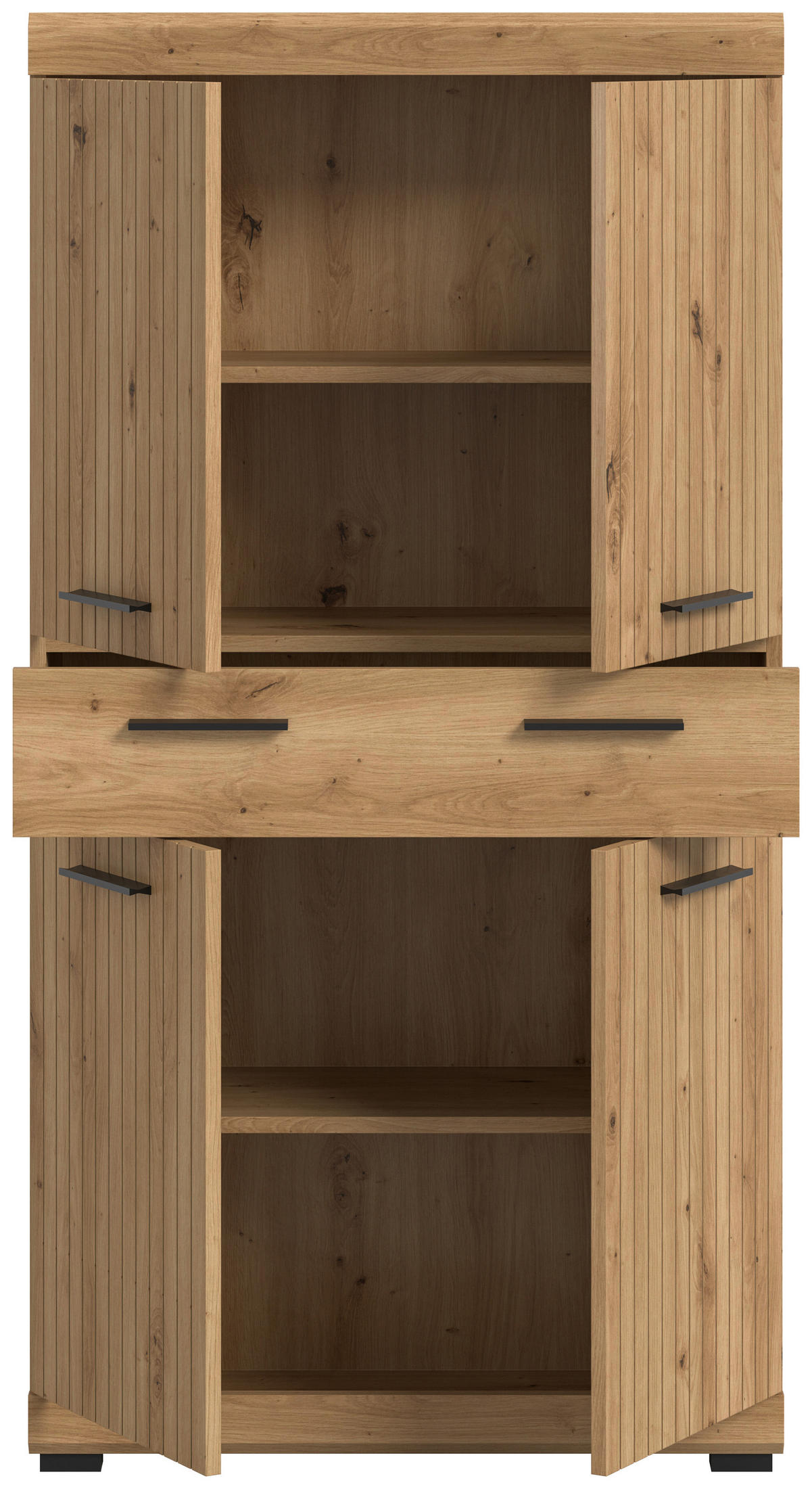 MIDISCHRANK 74/141/31 cm  - Schwarz/Eiche Artisan, Trend, Holzwerkstoff/Kunststoff (74/141/31cm) - MID.YOU