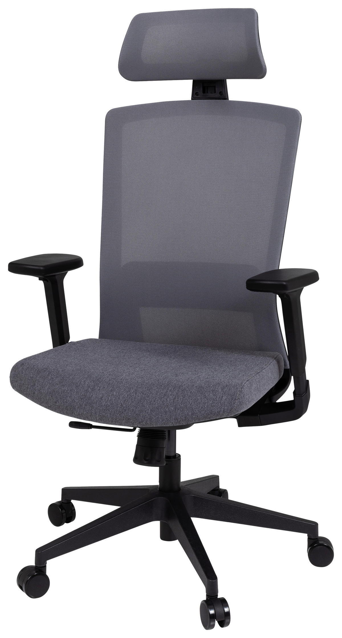 OTOČNÁ ŽIDLE, síťovina, plochá tkanina, šedá, černá - šedá/černá, Moderní, textil/plast (66/117/62cm) - MID.YOU