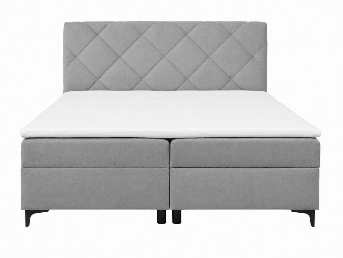 BOXBETT 180/200 cm,  in Grau, Bettkasten, Topper, H3 + H3 = fest  - Schwarz/Grau, MODERN, Holz/Textil (180/200cm) - MID.YOU