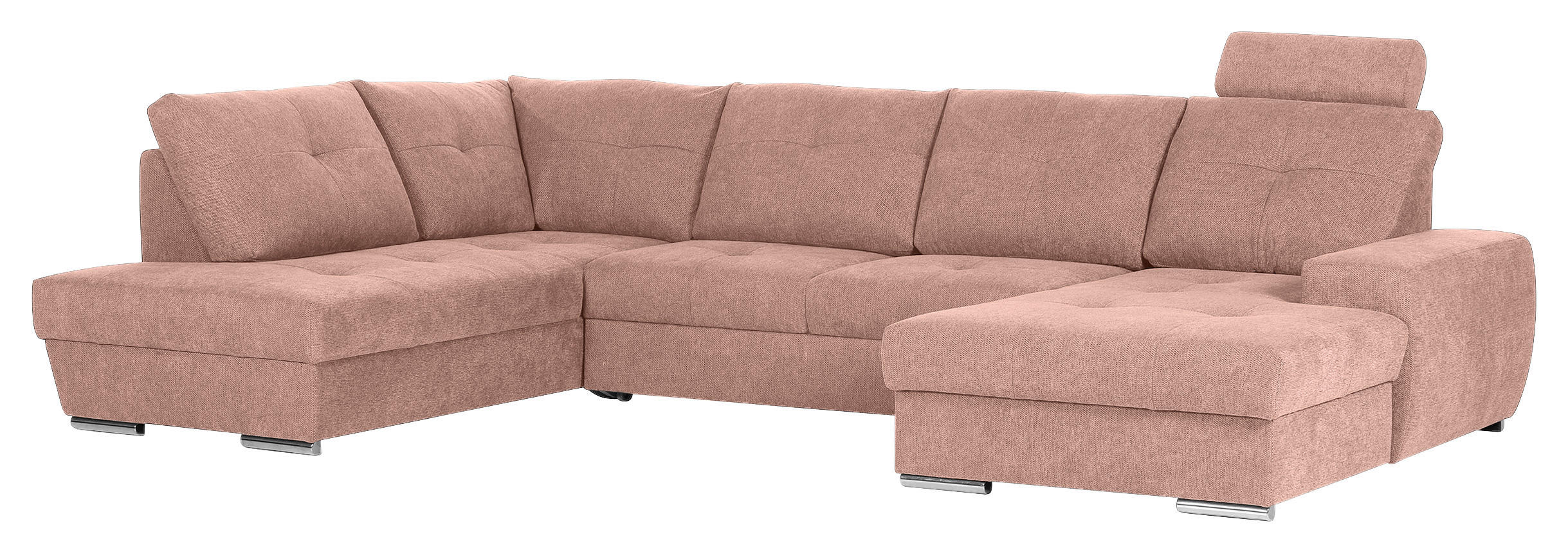 WOHNLANDSCHAFT in Flachgewebe Altrosa  - Chromfarben/Altrosa, Konventionell, Kunststoff/Textil (217/338/180cm) - Hom`in