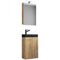 GÄSTEBAD - Honigeiche/Silberfarben, Modern, Glas/Keramik (41cm) - MID.YOU