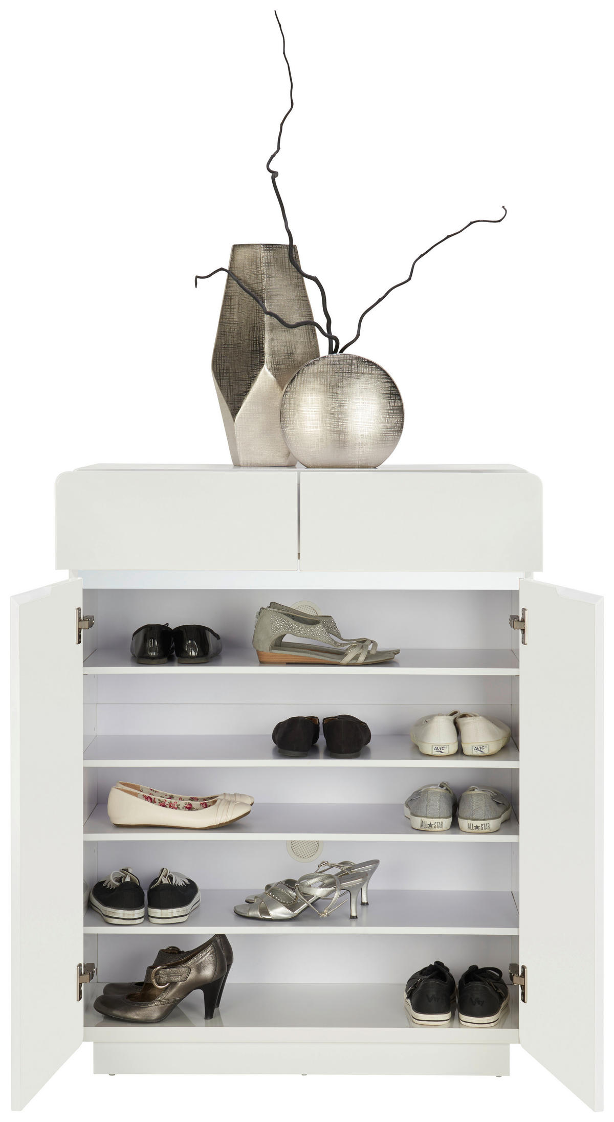 Pantofar 80/104,5/34,5 cm  - alb/culoare inox, Design, metal/material pe bază de lemn (80/104,5/34,5cm) - Xora