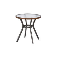 GARTENTISCH Metall, Kunststoff, Glas Graphitfarben, Dunkelbraun rund  - Dunkelbraun/Graphitfarben, KONVENTIONELL, Glas/Kunststoff (72/72/73cm) - Gardenson