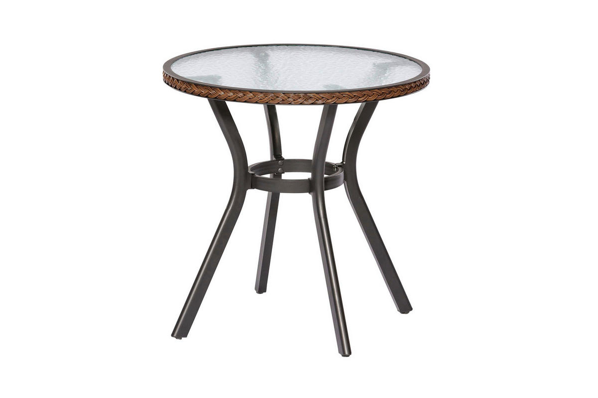 GARTENTISCHGRUPPE  - Dunkelbraun/Graphitfarben, KONVENTIONELL, Glas/Kunststoff - Gardenson