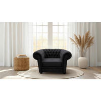 KŘESLO CHESTERFIELD, textil, kompozitní dřevo, černá - černá, Konvenční, dřevo/kompozitní dřevo (91/72/92cm) - Livetastic
