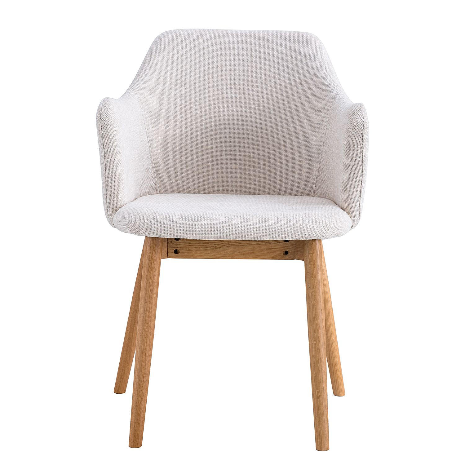 STOL MED ARMSTÖD vävt tyg  - beige/ekfärgad, Modern, trä/textil (55/82/57cm) - home24