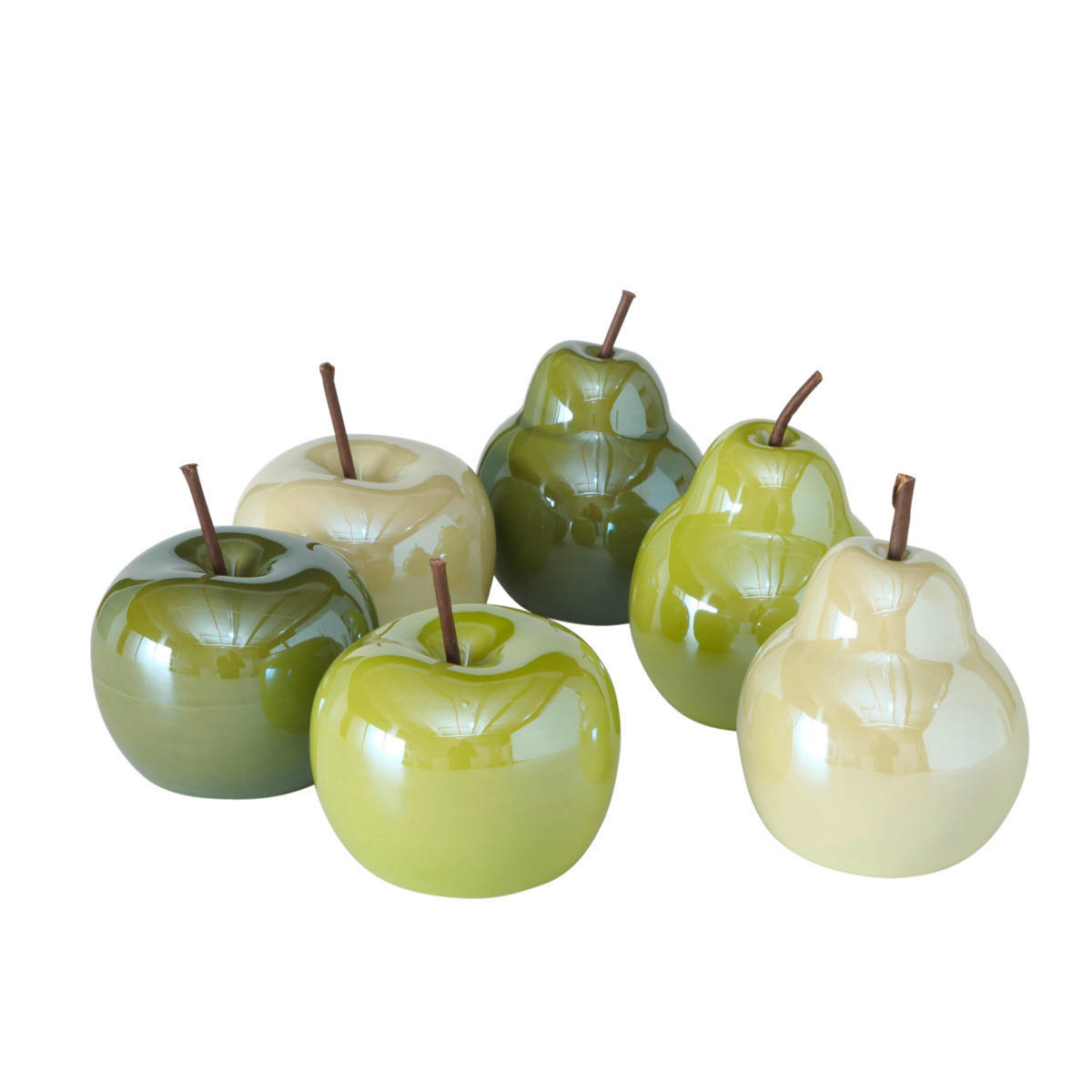 DEKORAČNÉ OVOCIE - hnedá/tmavozelená, Basics, keramika (10/13cm)