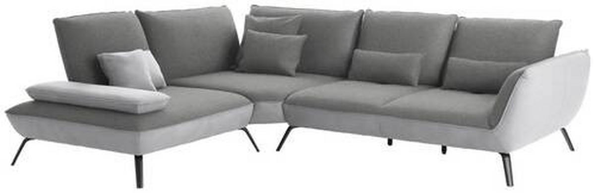 ECKSOFA in Flachgewebe Hellgrau  - Hellgrau/Schwarz, Design, Textil/Metall (250/310cm) - Moderano