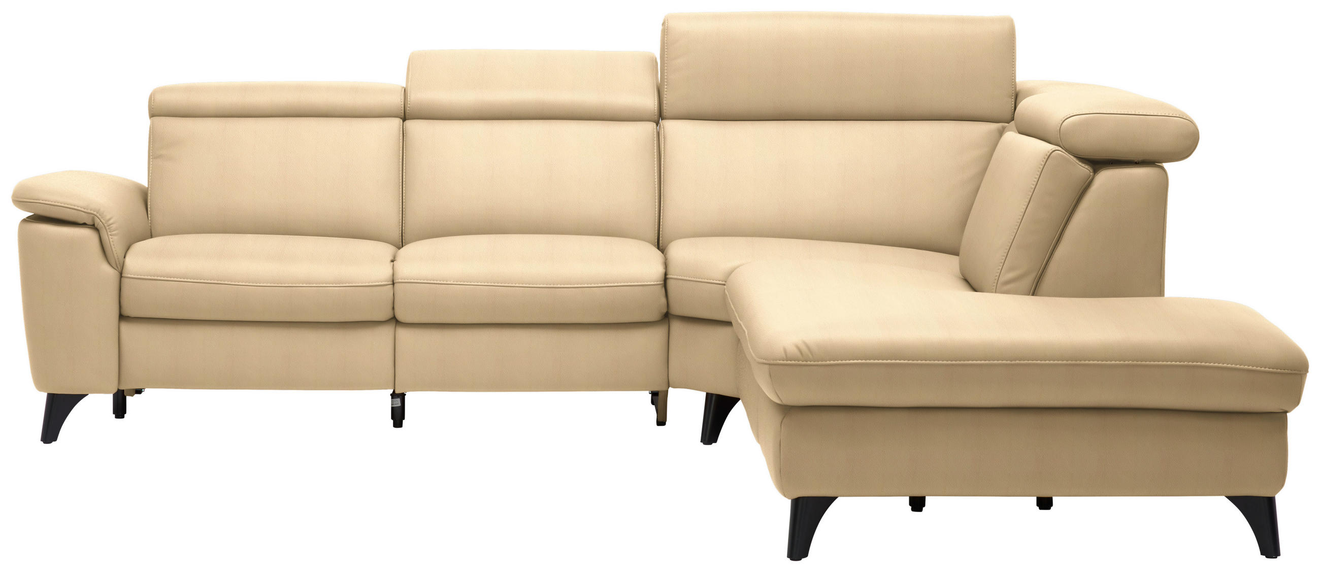 ECKSOFA in Echtleder Beige  - Beige/Schwarz, Design, Leder/Metall (285/239cm) - Cantus