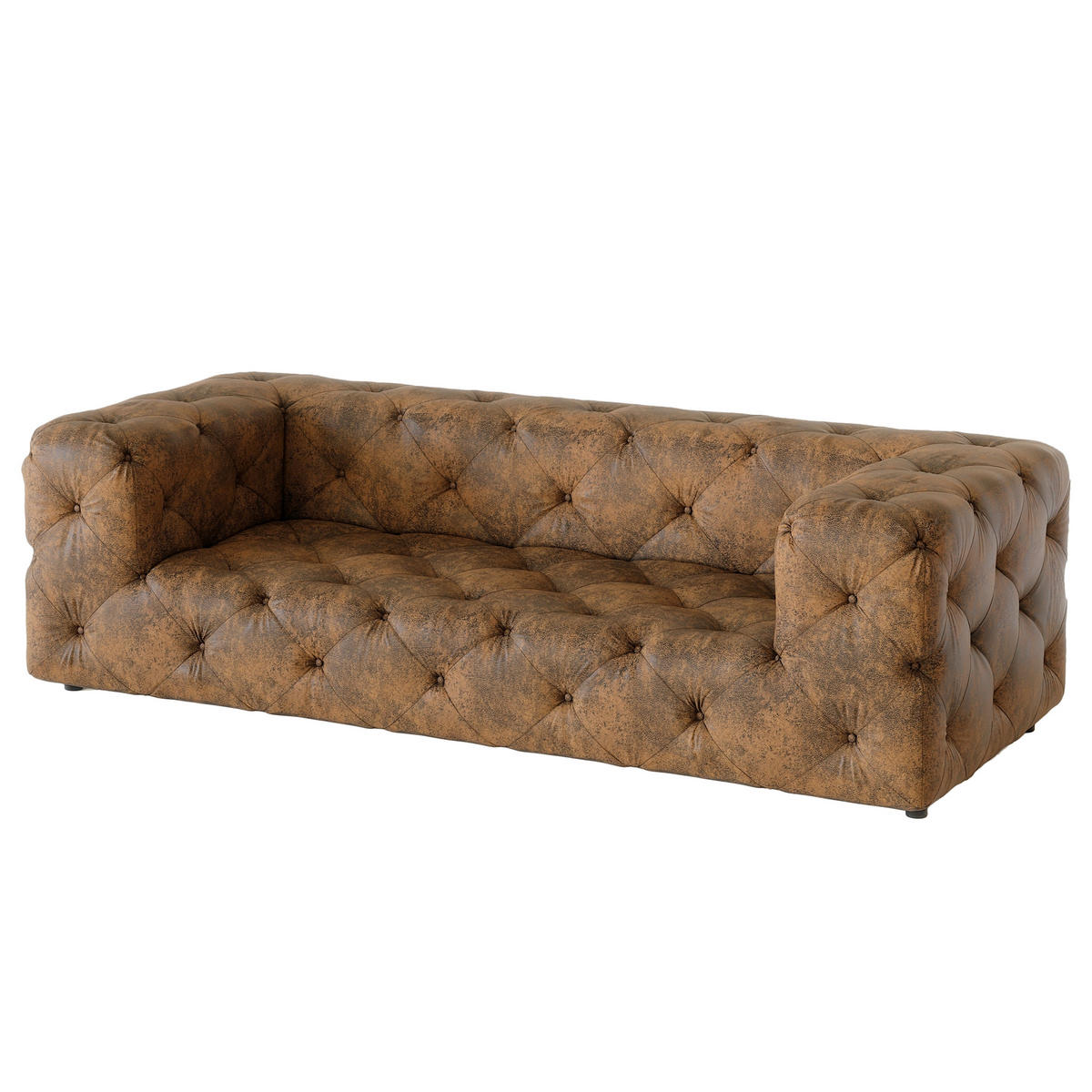 3-SITZER-SOFA Fresco in Lederlook Dunkelbraun  - Dunkelbraun/Schwarz, Design, Kunststoff/Textil (230/71/100cm) - P & B