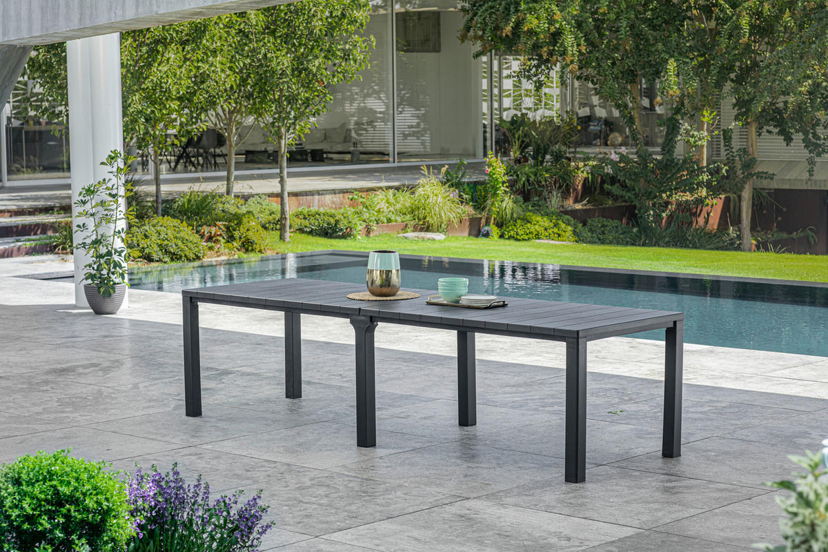 GARTENTISCH Kunststoff rechteckig  - Graphitfarben, KONVENTIONELL, Kunststoff (292.9/75/89.4cm) - Keter