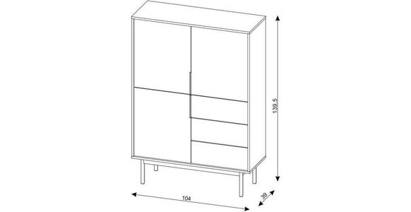 HIGHBOARD Kaschmir Viva  - Kaschmir/Goldfarben, Design, Holzwerkstoff/Metall (104/139,5/39cm) - Xora