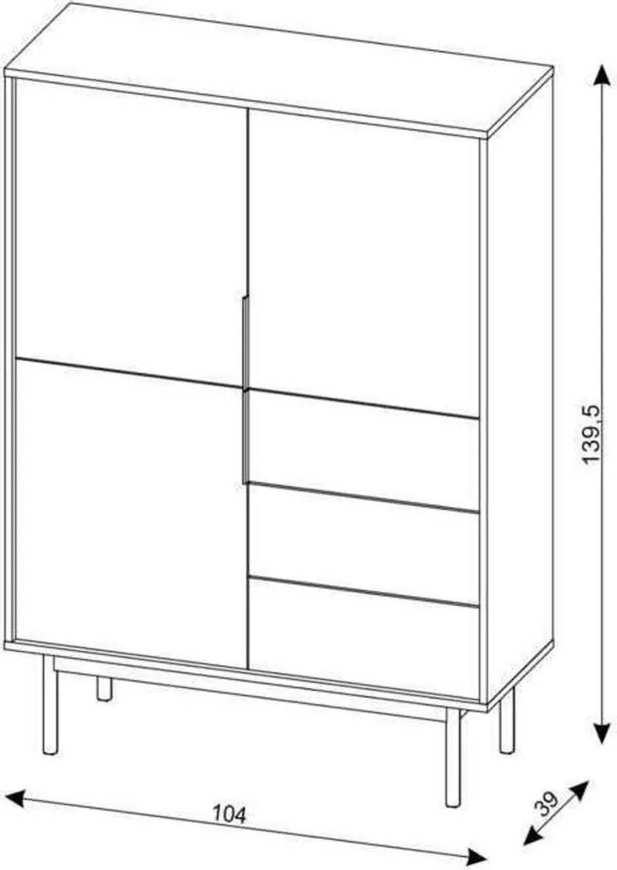 HIGHBOARD Viva  in 104/139,5/39 cm  - Kaschmir/Goldfarben, Design, Holzwerkstoff/Metall (104/139,5/39cm) - Xora