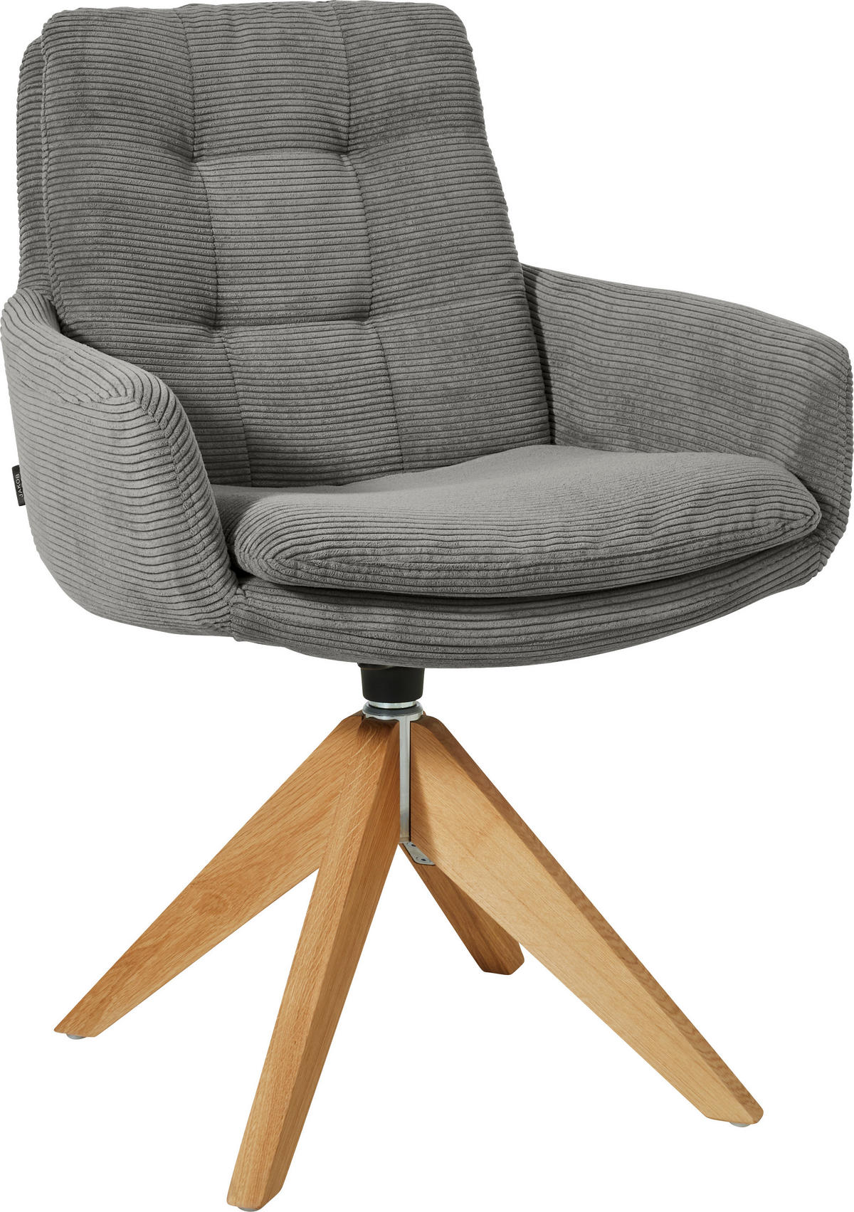 ARMLEHNSTUHL Cord  - Eichefarben/Grau, Design, Holz/Textil (63/90/69cm) - Johann Jakob