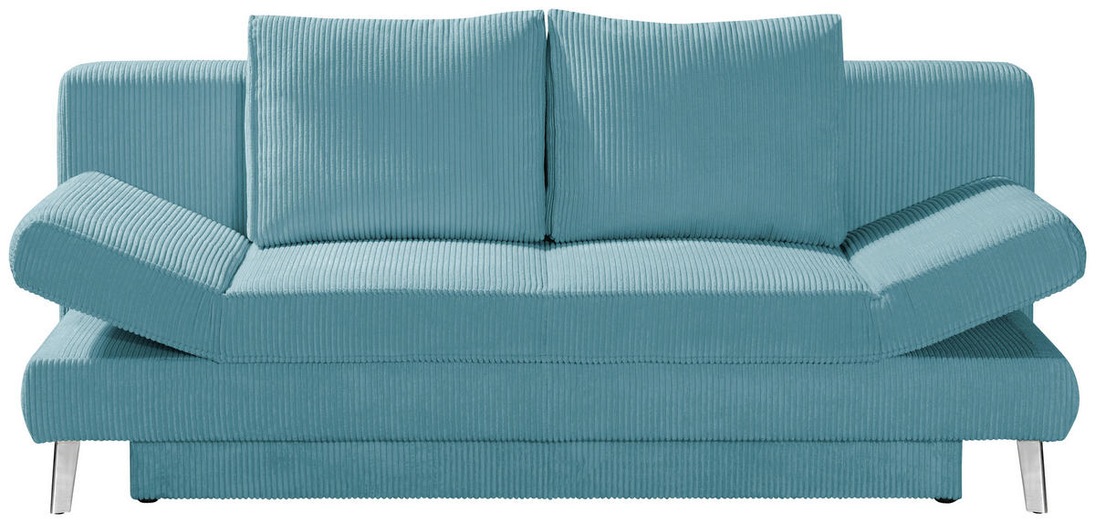 SCHLAFSOFA in Cord Türkis  - Türkis/Chromfarben, Design, Textil/Metall (200/85/90cm) - Xora