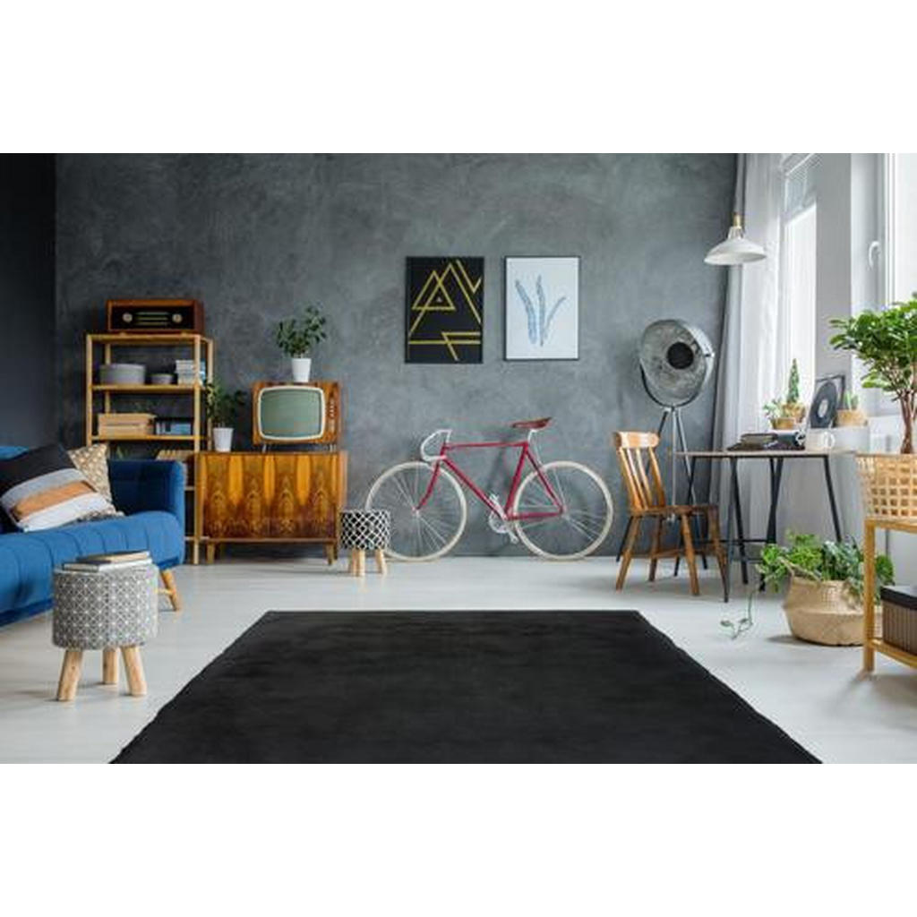 Thumbnail - Kayoom Hochflorteppich Rabbit, Anthrazit, Textil, rechteckig, 180x280 cm, SGS-geprüft, für Fußbodenheizung geeignet, in ...