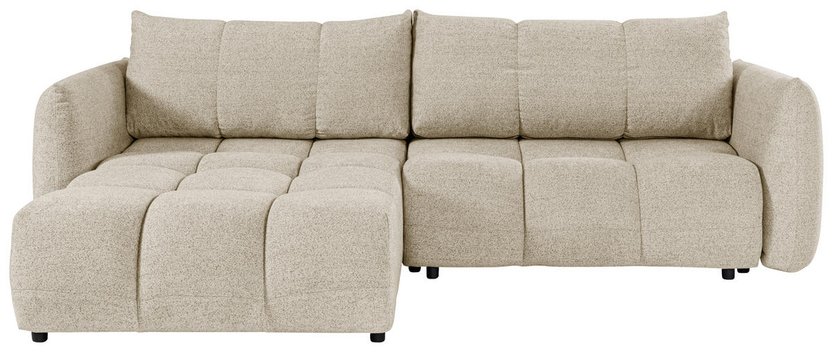 ECKSCHLAFSOFA Flachgewebe Cappuccino  inkl.  - Schwarz/Cappuccino, KONVENTIONELL, Kunststoff/Textil (273/188cm) - Livetastic