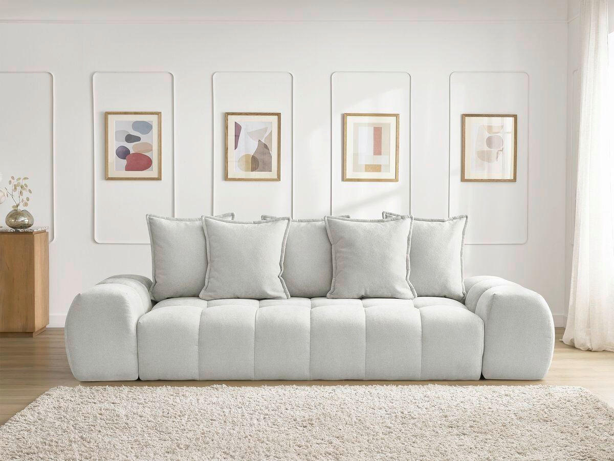 SCHLAFSOFA EVEREST  mit Rücken echt, Armteil links, Armteil rechts Struktur Hellgrau  - Hellgrau/Schwarz, MODERN, Kunststoff/Textil (278/115/90cm)