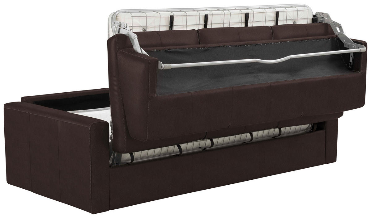 SCHLAFSOFA Dunkelbraun  - Dunkelbraun/Schwarz, Konventionell, Leder/Kunststoff (206/81/96cm) - Novel
