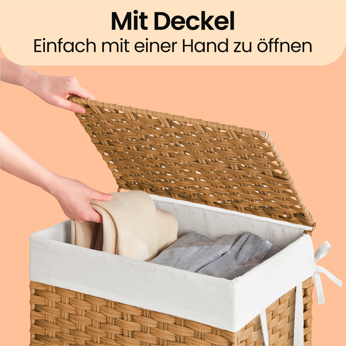 WÄSCHEKORB - Naturfarben, Basics, Kunststoff/Textil (46/61/33cm)