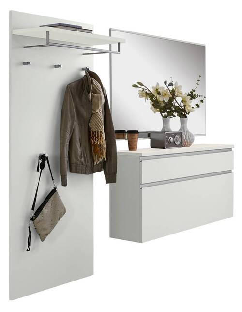 GARDEROBE 3-teilig  in 210/190/31 cm  - Silberfarben/Weiß, Design, Holzwerkstoff (210/190/31cm)