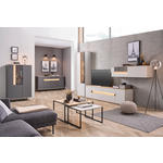 WOHNWAND  in Anthrazit, Eichefarben, Hellgrau  370/214,6/48 cm  - Eichefarben/Anthrazit, Design, Glas/Holz (370/214,6/48cm) - Dieter Knoll