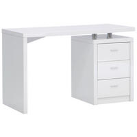 SCHREIBTISCH Weiss Hochglanz  - Weiss Hochglanz/Chromfarben, Modern, Holzwerkstoff/Metall (120/75/55cm) - MID.YOU