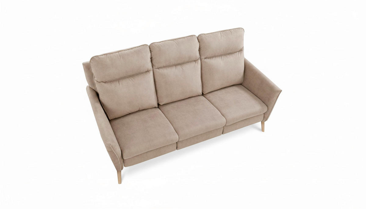 3-SITZER-SOFA  in Mikrofaser Beige Skandinavisch, Modern  - Beige/Buchefarben, Design, Holz/Textil (202/110/92cm) - Livetastic