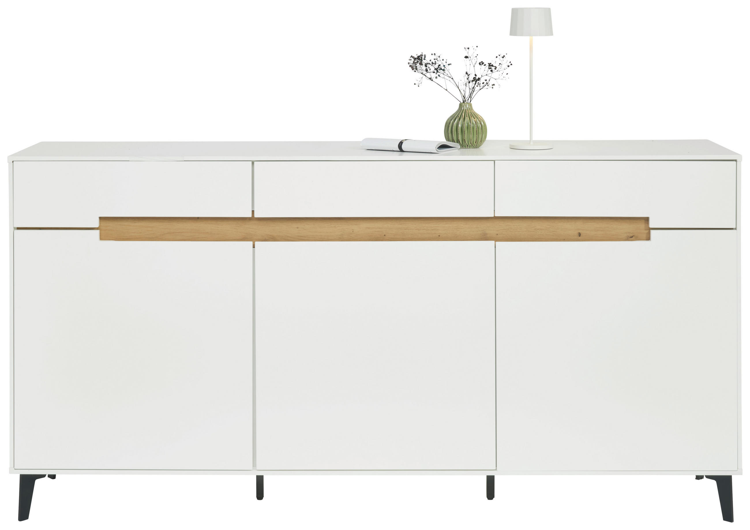 SIDEBOARD  in 176/89/40 cm  - Eichefarben/Schwarz, MODERN, Holzwerkstoff/Metall (176/89/40cm) - Novel