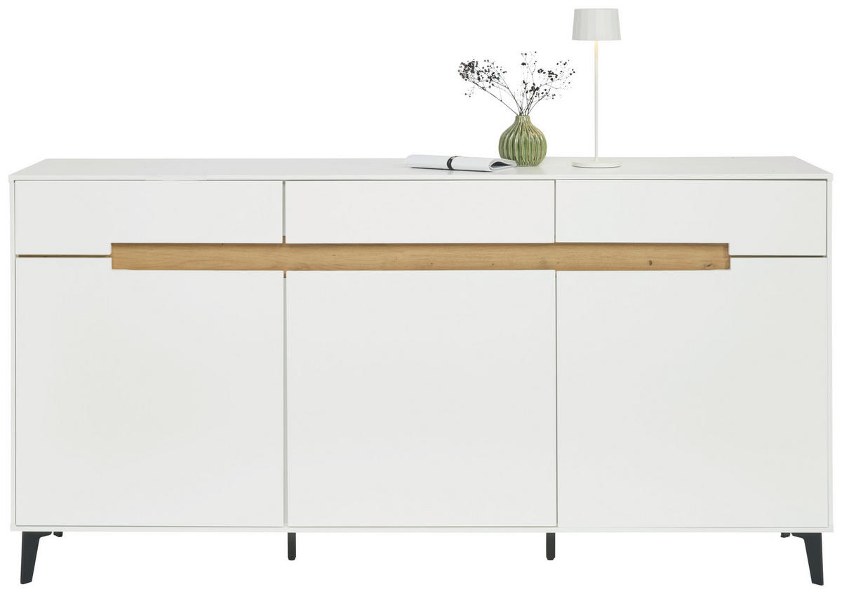 SIDEBOARD 176/89/40 cm  - vit/svart, Modern, metall/trämaterial (176/89/40cm) - Novel