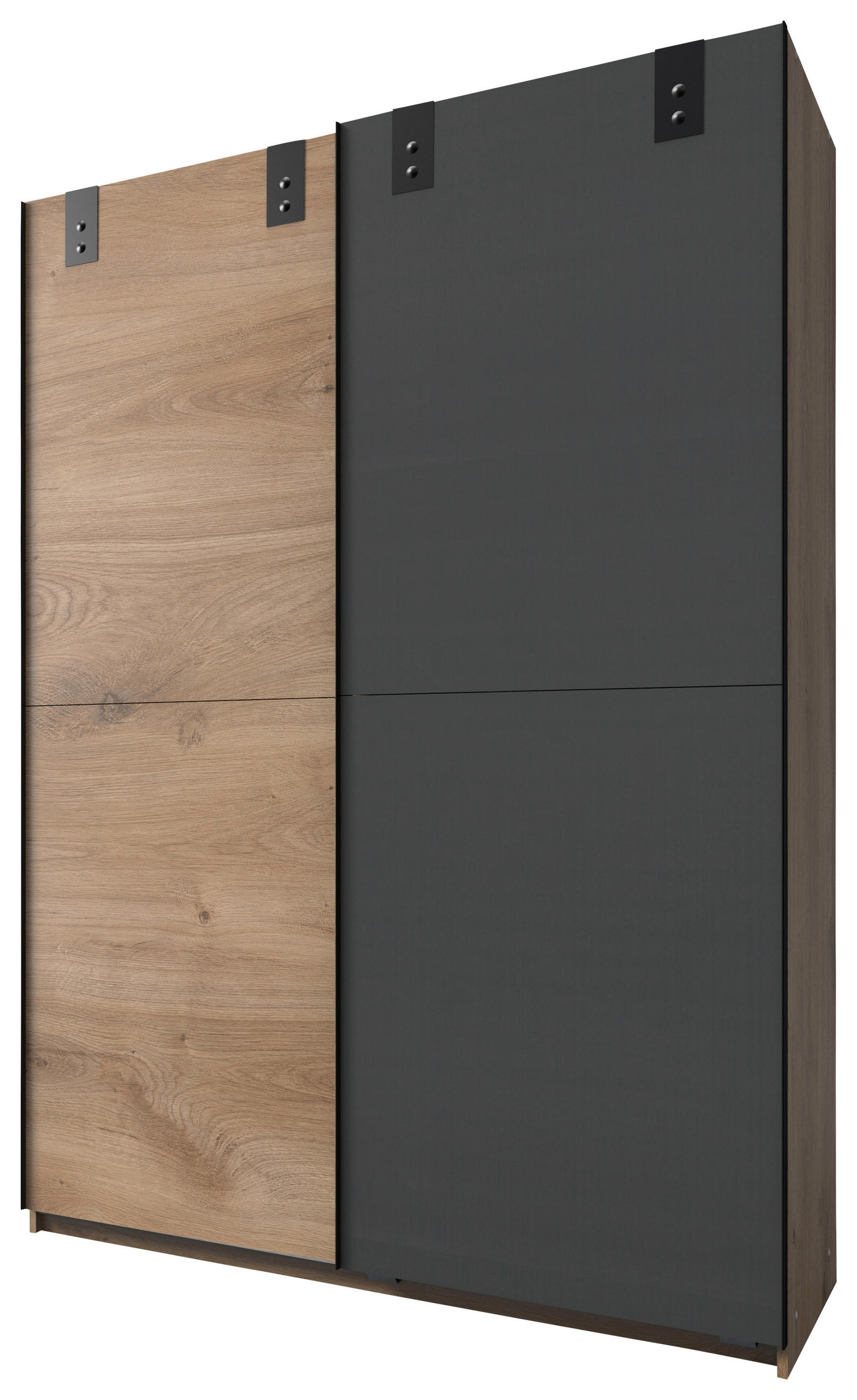 SCHWEBETÜRENSCHRANK 135/198/64 cm 2-türig  - Eichefarben/Graphitfarben, Basics, Holzwerkstoff (135/198/64cm) - MID.YOU