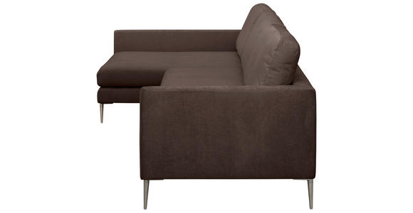 ECKSOFA Braun Chenille Rückenkissen, Rücken echt  - Silberfarben/Braun, KONVENTIONELL, Textil/Metall (143/284cm) - Carryhome